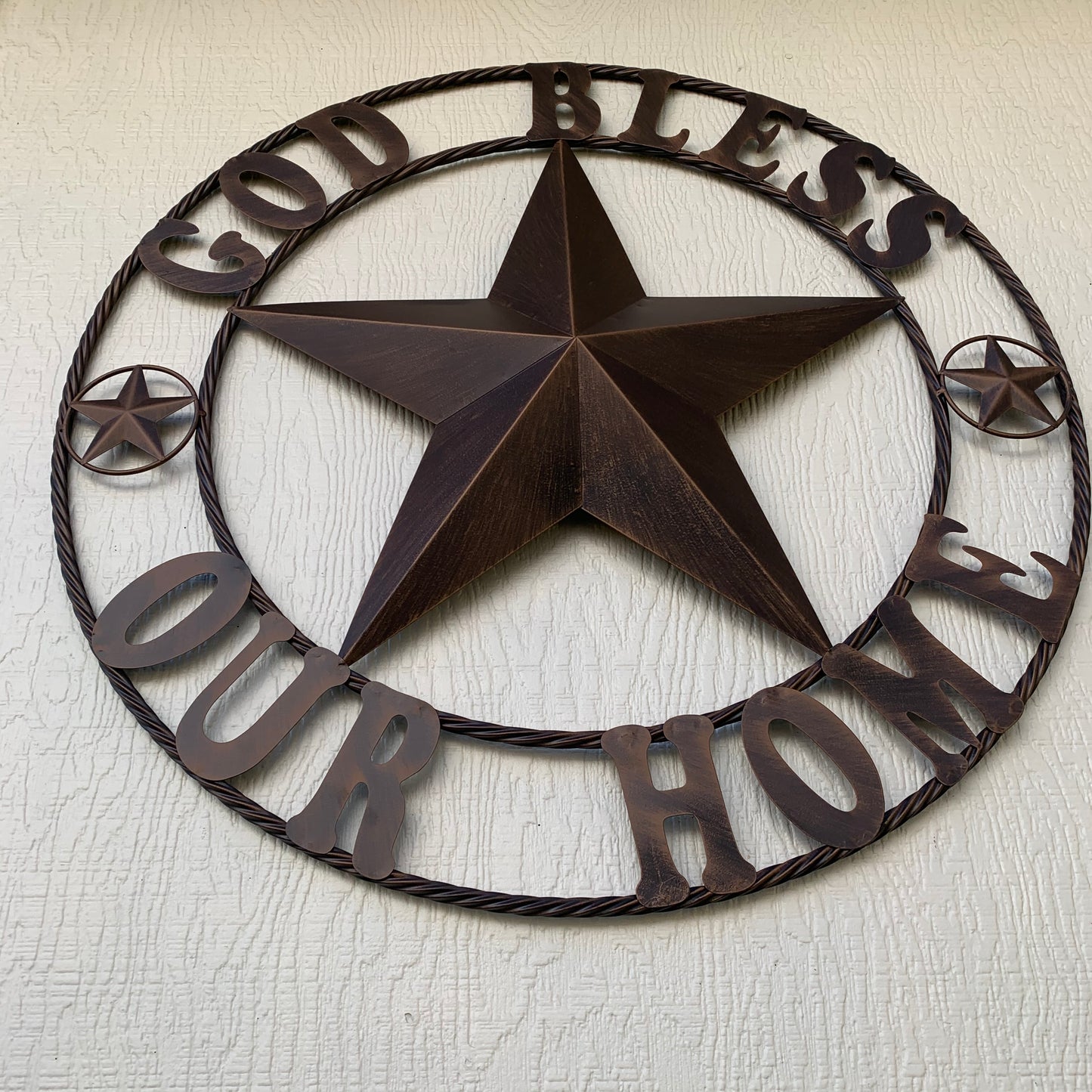 GOD BLESS OUR HOME 18",24",32",36" BARN STAR METAL LONE STAR TWISTED RING WESTERN HOME DECOR HANDMADE NEW #EH11002