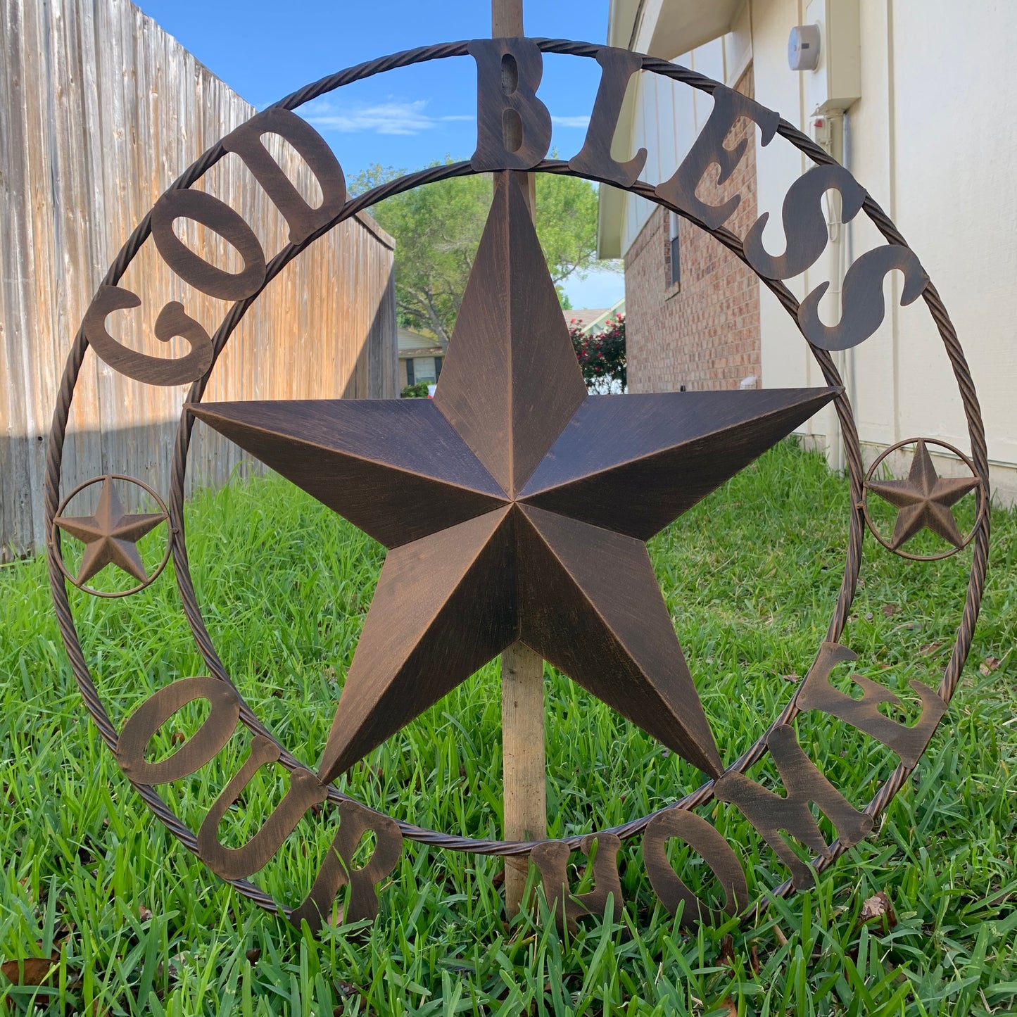 GOD BLESS OUR HOME 18",24",32",36" BARN STAR METAL LONE STAR TWISTED RING WESTERN HOME DECOR HANDMADE NEW #EH11002
