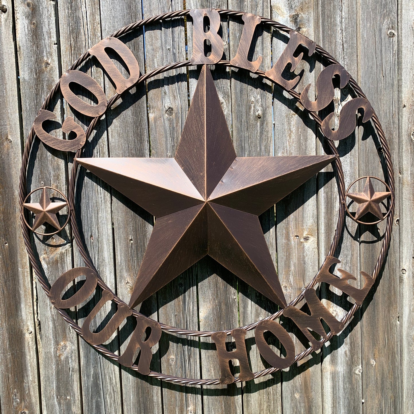 GOD BLESS OUR HOME 18",24",32",36" BARN STAR METAL LONE STAR TWISTED RING WESTERN HOME DECOR HANDMADE NEW #EH11002