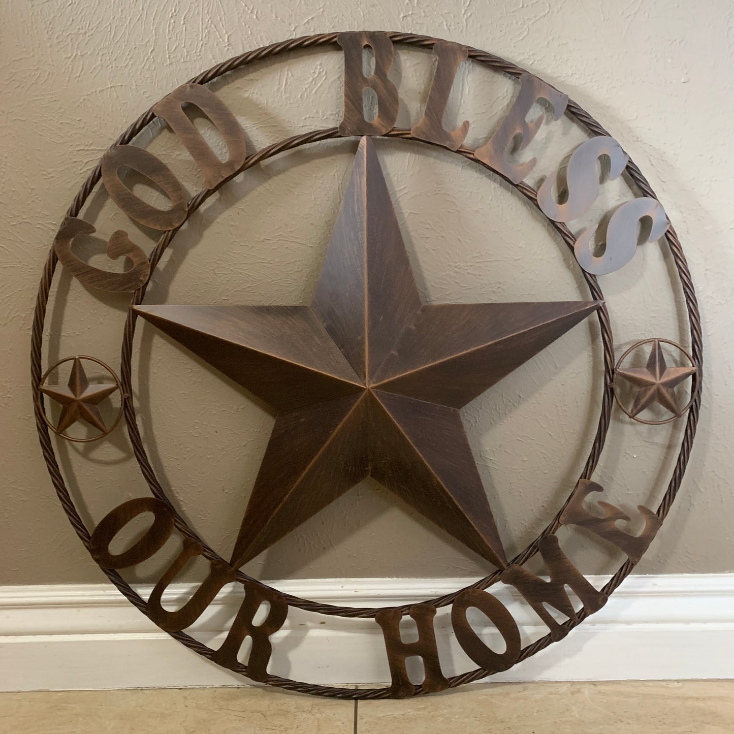 GOD BLESS OUR HOME 18",24",32",36" BARN STAR METAL LONE STAR TWISTED RING WESTERN HOME DECOR HANDMADE NEW #EH11002