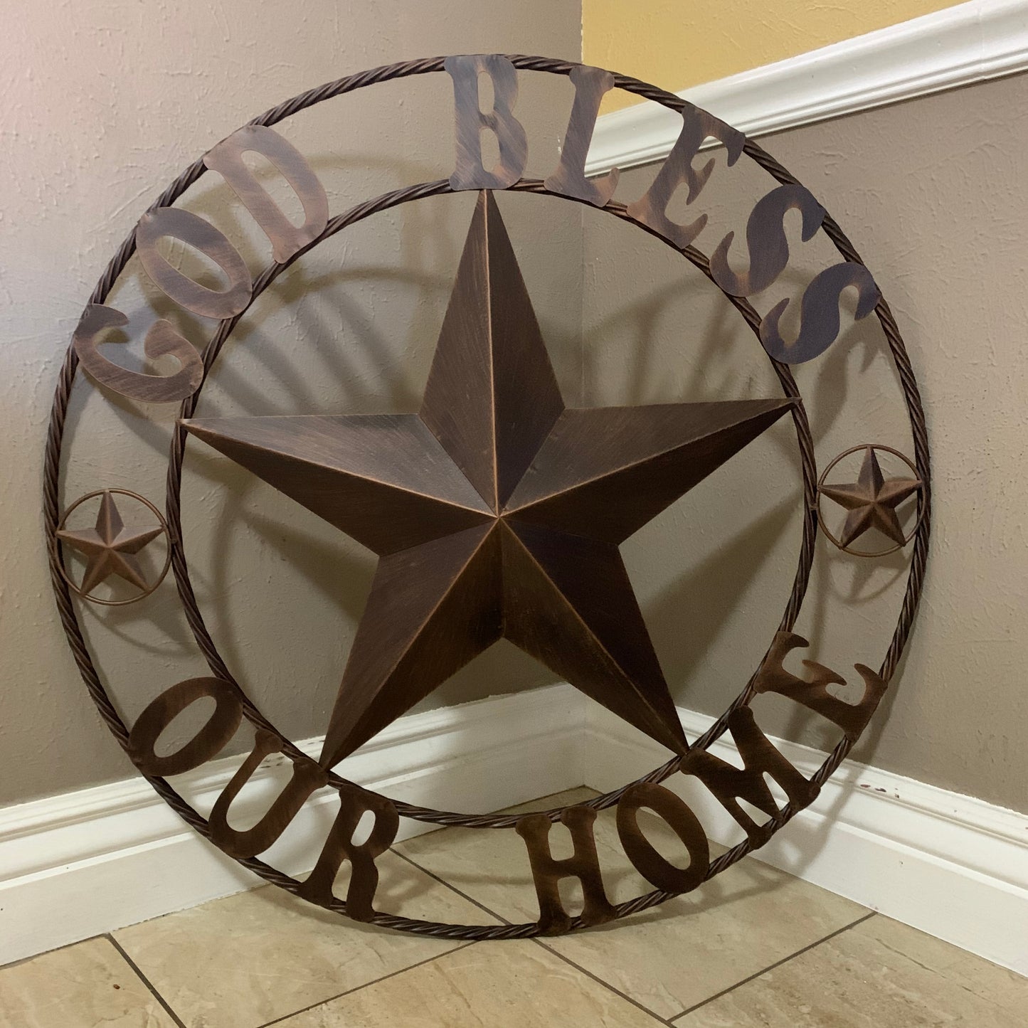GOD BLESS OUR HOME 18",24",32",36" BARN STAR METAL LONE STAR TWISTED RING WESTERN HOME DECOR HANDMADE NEW #EH11002