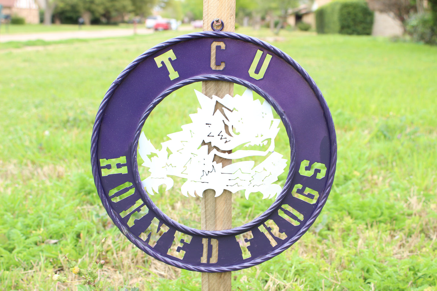 18",24",32" TCU HORNED FROGS CUSTOM METAL VINTAGE CRAFT TEAM SIGN WESTERN HOME DECOR HANDMADE