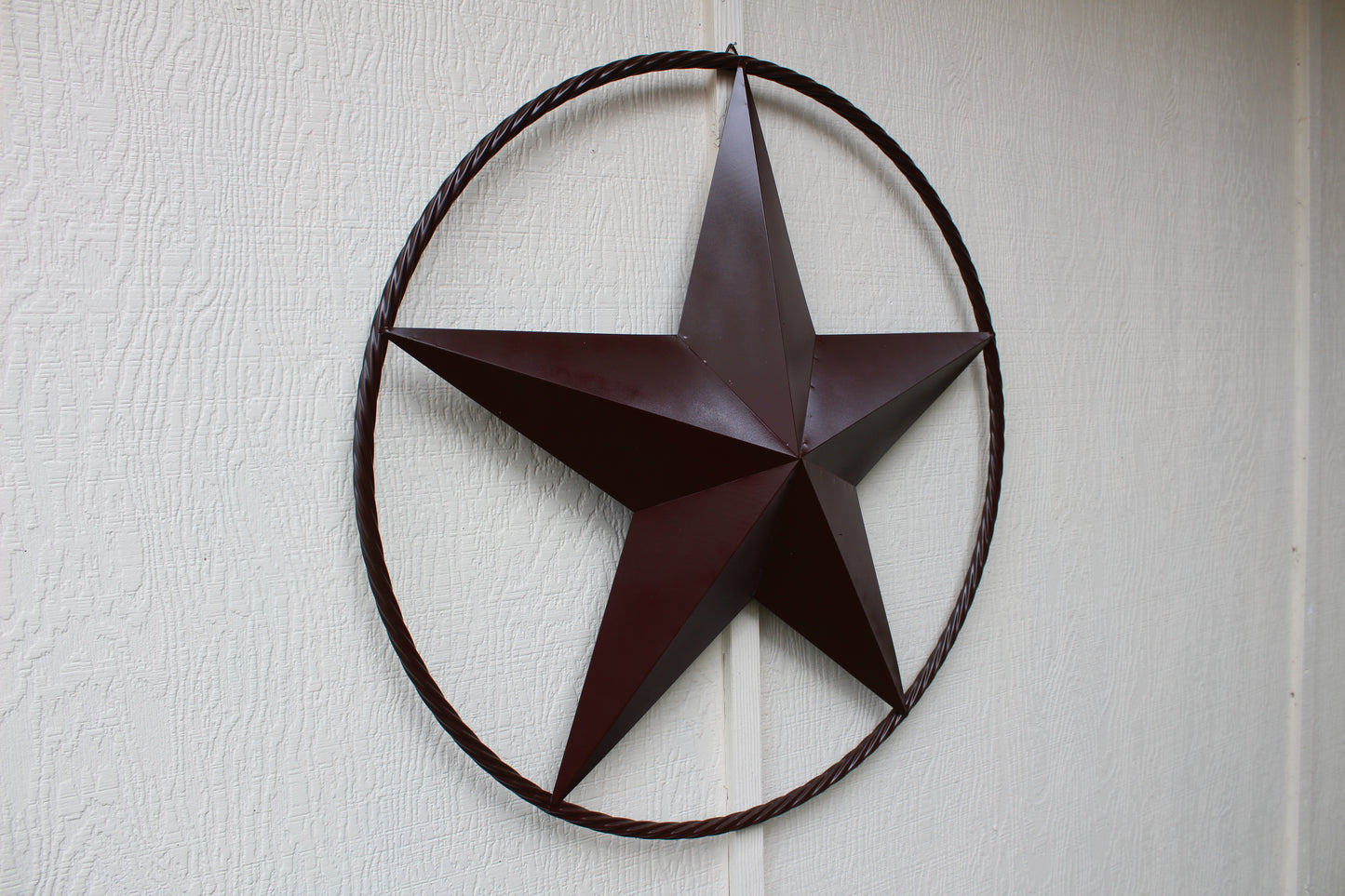 RUSTIC BROWN BARN METAL STAR TWIST RING WESTERN HOME DECOR HANDMADE NEW #EH11537