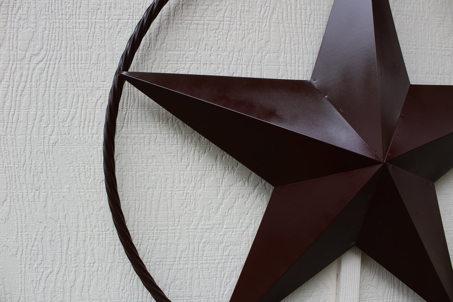 RUSTIC BROWN BARN METAL STAR TWIST RING WESTERN HOME DECOR HANDMADE NEW #EH11537