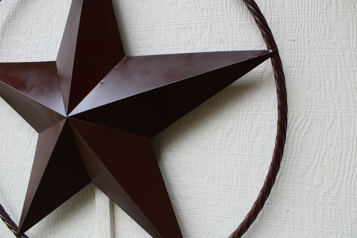 RUSTIC BROWN BARN METAL STAR TWIST RING WESTERN HOME DECOR HANDMADE NEW #EH11537