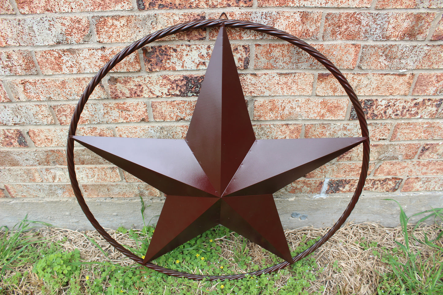 RUSTIC BROWN BARN METAL STAR TWIST RING WESTERN HOME DECOR HANDMADE NEW #EH11537