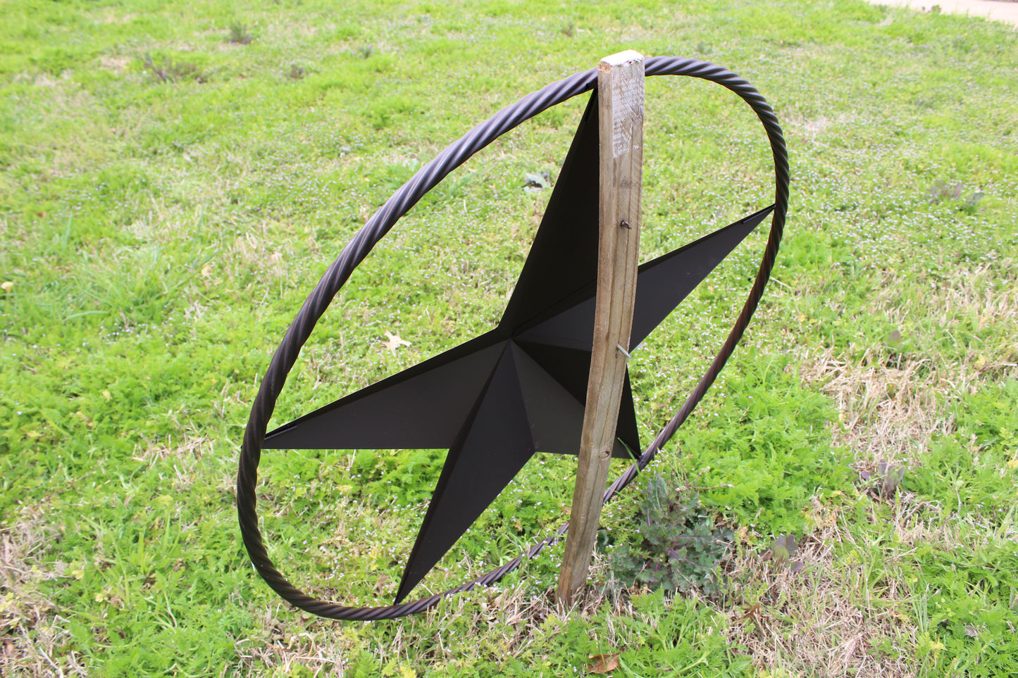 RUSTIC BROWN BARN METAL STAR TWIST RING WESTERN HOME DECOR HANDMADE NEW #EH11537