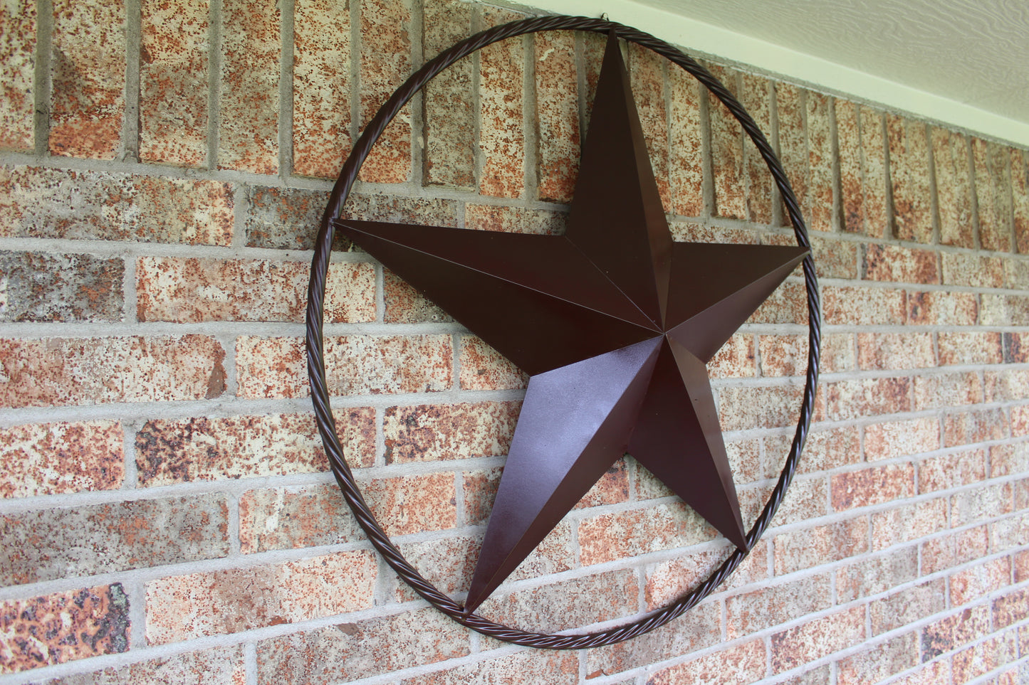 RUSTIC BROWN BARN METAL STAR TWIST RING WESTERN HOME DECOR HANDMADE NEW #EH11537