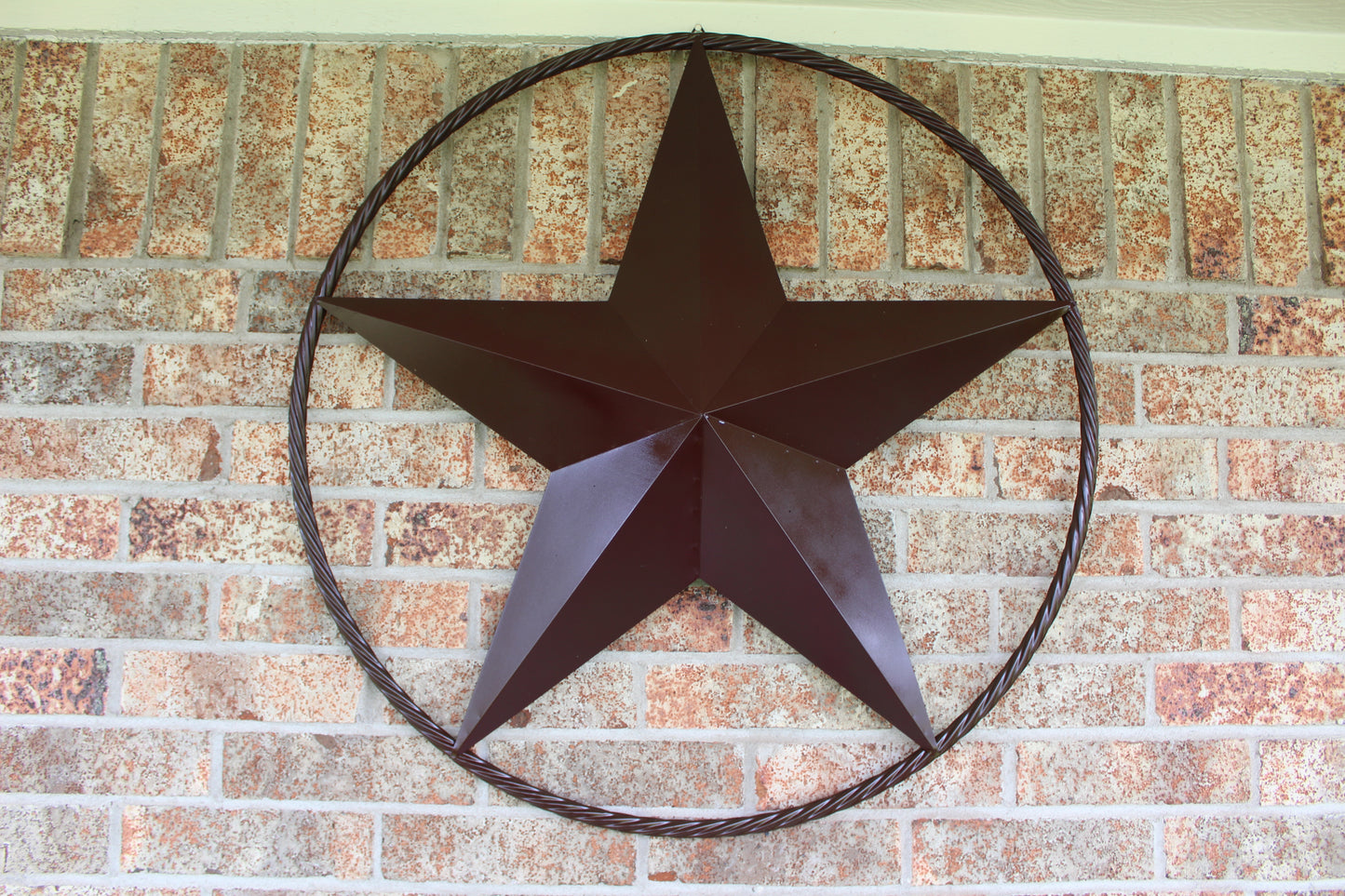 RUSTIC BROWN BARN METAL STAR TWIST RING WESTERN HOME DECOR HANDMADE NEW #EH11537