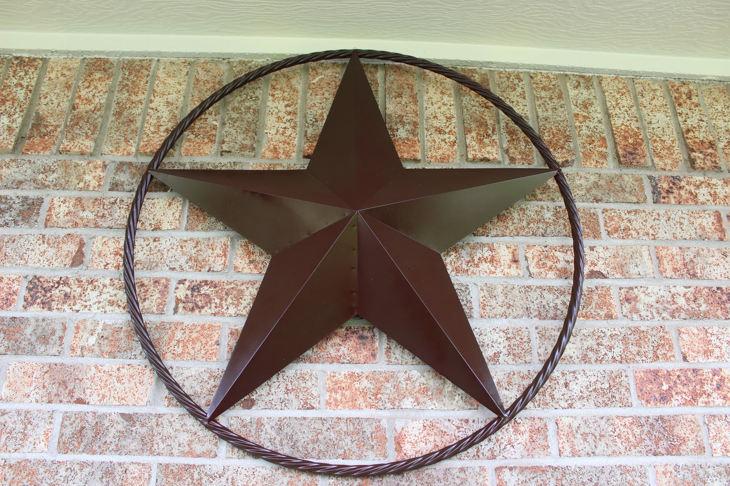 RUSTIC BROWN BARN METAL STAR TWIST RING WESTERN HOME DECOR HANDMADE NEW #EH11537
