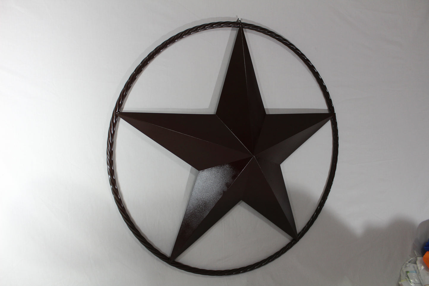 RUSTIC BROWN BARN METAL STAR TWIST RING WESTERN HOME DECOR HANDMADE NEW #EH11537