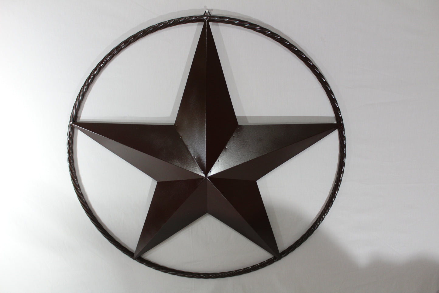RUSTIC BROWN BARN METAL STAR TWIST RING WESTERN HOME DECOR HANDMADE NEW #EH11537