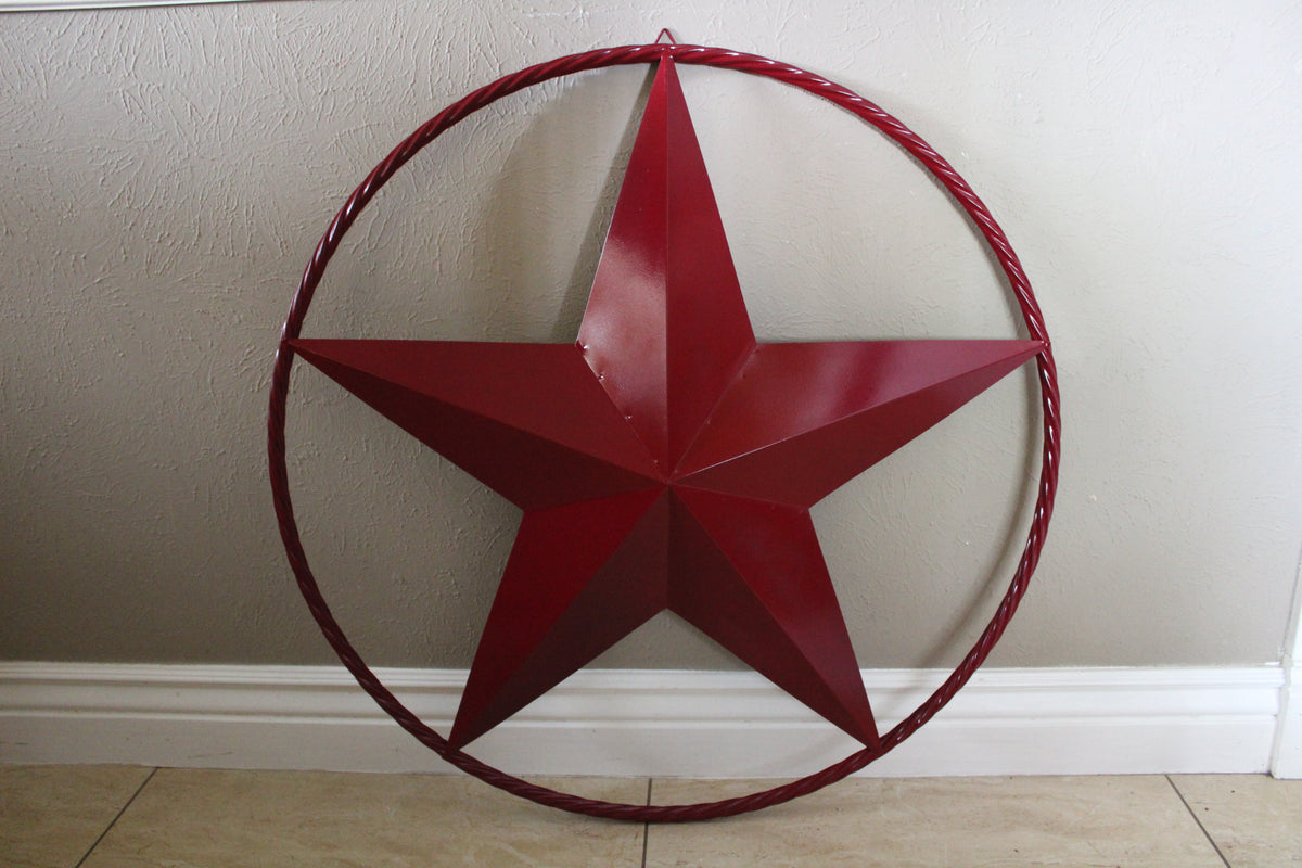 32" BARN STAR METAL LONESTAR TWISTED ROPE RING WESTERN HOME DECOR HANDMADE NEW-#EH10009