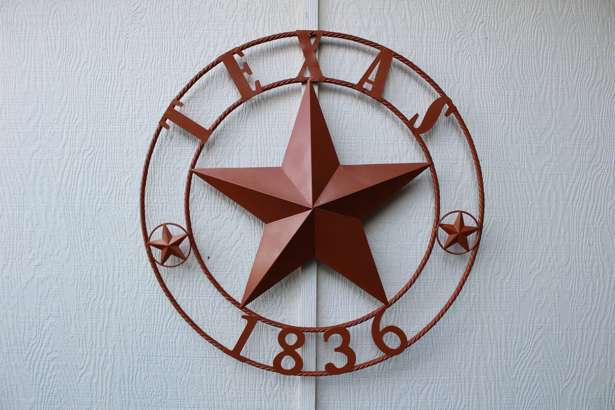 24", 32", 36", 40", 44", 50" RUSTIC ORANGE COPPER TEXAS 1836 BARN STAR METAL ART WESTERN HOME DECOR VINTAGE NEW
