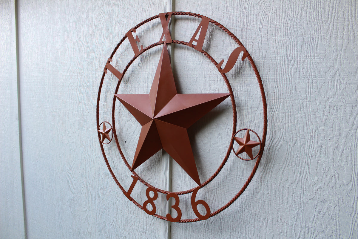 24", 32", 36", 40", 44", 50" RUSTIC ORANGE COPPER TEXAS 1836 BARN STAR METAL ART WESTERN HOME DECOR VINTAGE NEW