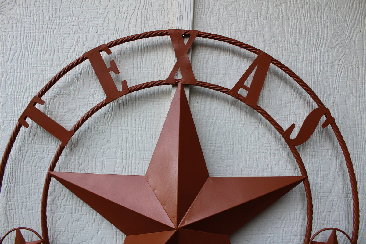 24", 32", 36", 40", 44", 50" RUSTIC ORANGE COPPER TEXAS 1836 BARN STAR METAL ART WESTERN HOME DECOR VINTAGE NEW