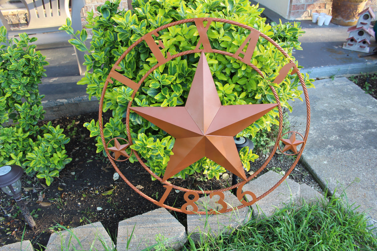 24", 32", 36", 40", 44", 50" RUSTIC ORANGE COPPER TEXAS 1836 BARN STAR METAL ART WESTERN HOME DECOR VINTAGE NEW