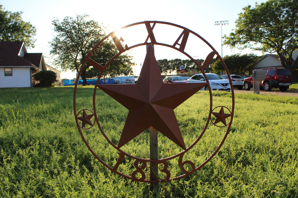 24", 32", 36", 40", 44", 50" RUSTIC ORANGE COPPER TEXAS 1836 BARN STAR METAL ART WESTERN HOME DECOR VINTAGE NEW