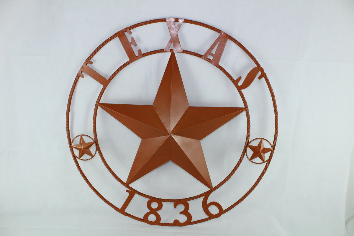 24", 32", 36", 40", 44", 50" RUSTIC ORANGE COPPER TEXAS 1836 BARN STAR METAL ART WESTERN HOME DECOR VINTAGE NEW