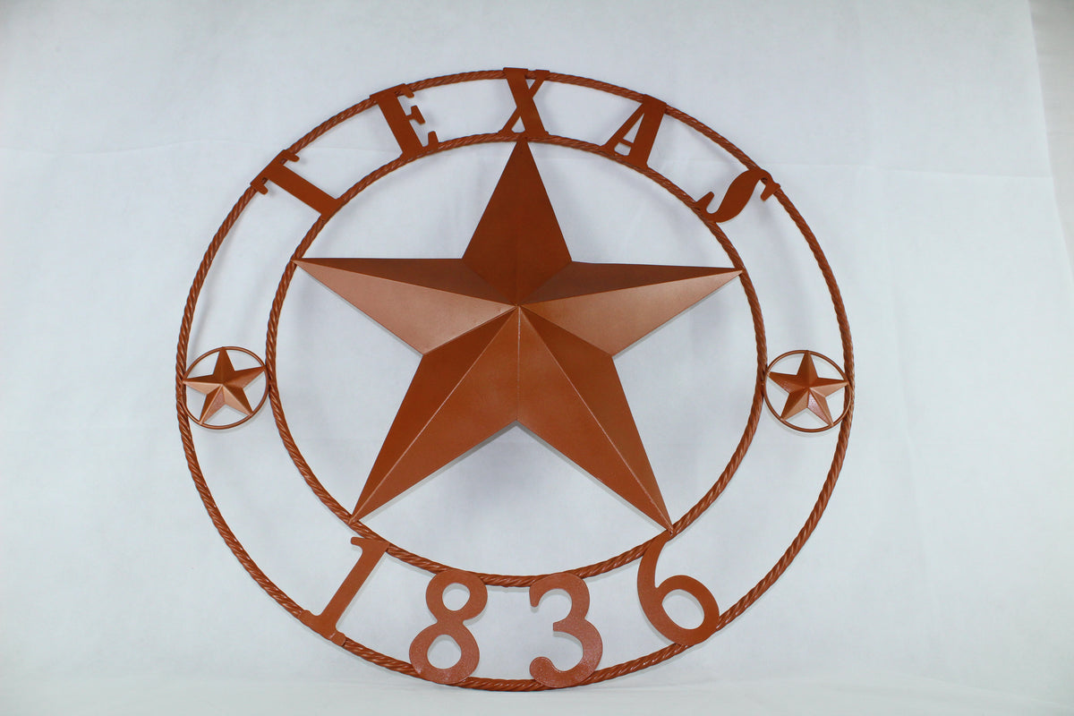 24", 32", 36", 40", 44", 50" RUSTIC ORANGE COPPER TEXAS 1836 BARN STAR METAL ART WESTERN HOME DECOR VINTAGE NEW