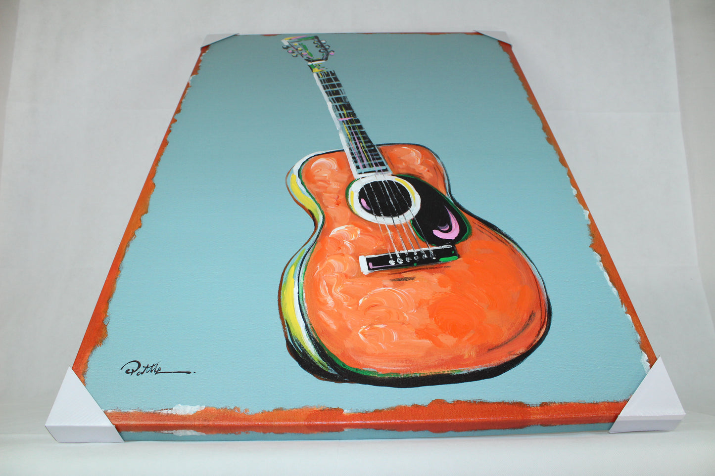 RA0152 28"x40" GUITAR CANVAS PAINTING PICTURE WESTERN COUNTRY HOME WALL DECOR HANDMADE