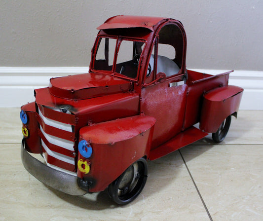 20" RED TRUCK PICKUP TRUCK HEAVY METAL ART FIGURINE GARDEN WESTERN HOME DECOR HANDMADE NEW: 20"L x 10"W x 12"H #EH12520