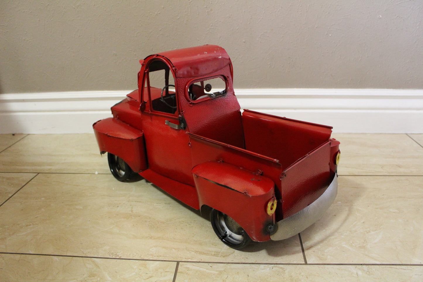 20" RED TRUCK PICKUP TRUCK HEAVY METAL ART FIGURINE GARDEN WESTERN HOME DECOR HANDMADE NEW: 20"L x 10"W x 12"H #EH12520