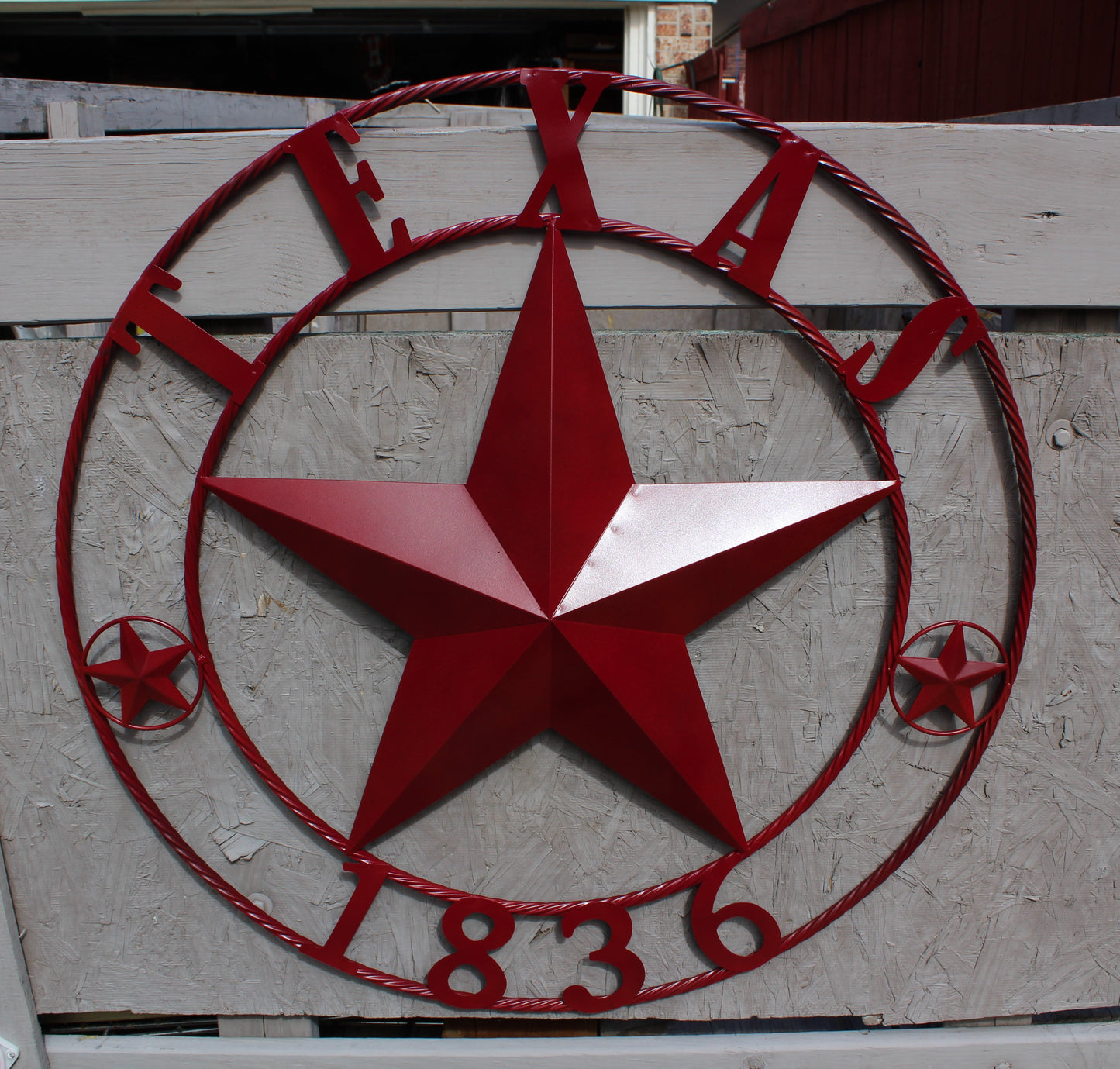 RUSTIC BURGUNDY RED TEXAS 1836 BARN LONE STAR METAL ART WESTERN HOME DECOR BRAND NEW, 24", 32", 36", 40", 44", 50"