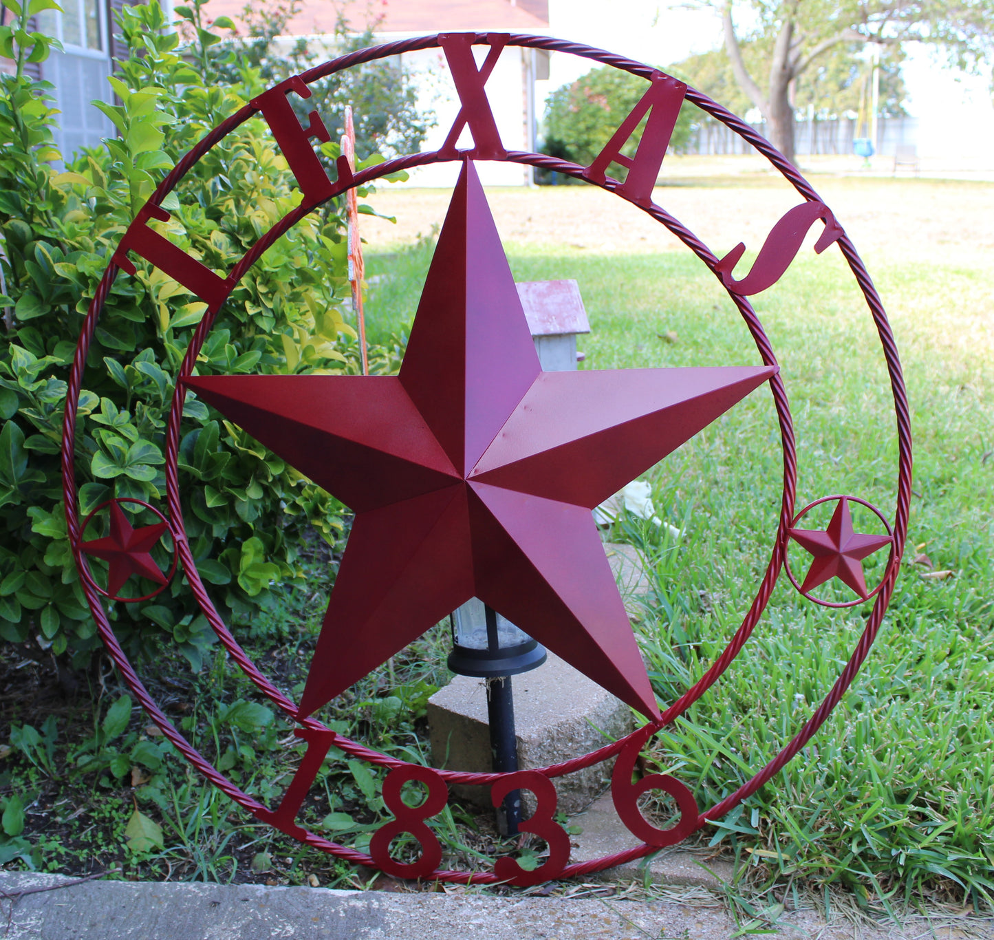 RUSTIC BURGUNDY RED TEXAS 1836 BARN LONE STAR METAL ART WESTERN HOME DECOR BRAND NEW, 24", 32", 36", 40", 44", 50"