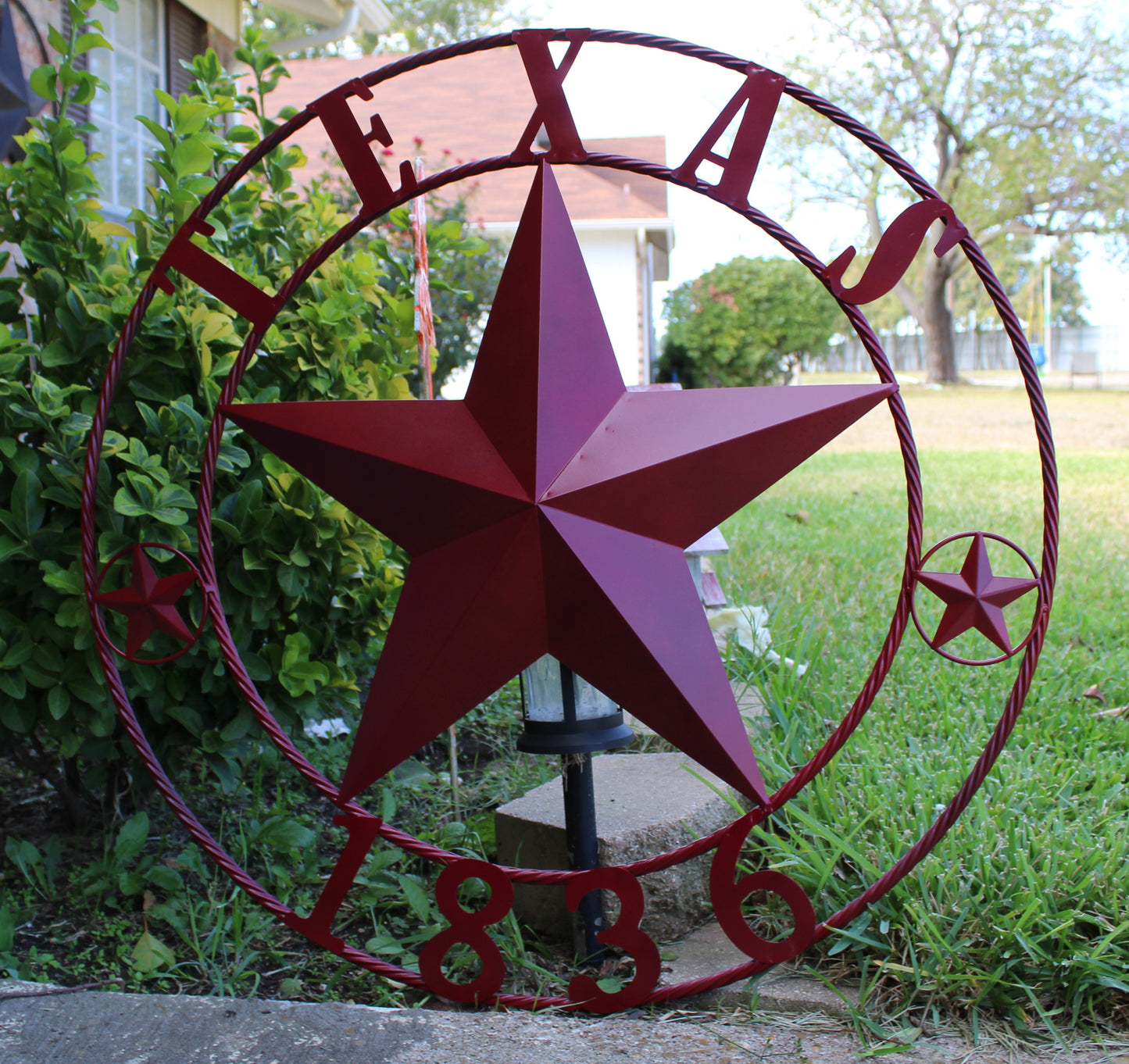 RUSTIC BURGUNDY RED TEXAS 1836 BARN LONE STAR METAL ART WESTERN HOME DECOR BRAND NEW, 24", 32", 36", 40", 44", 50"