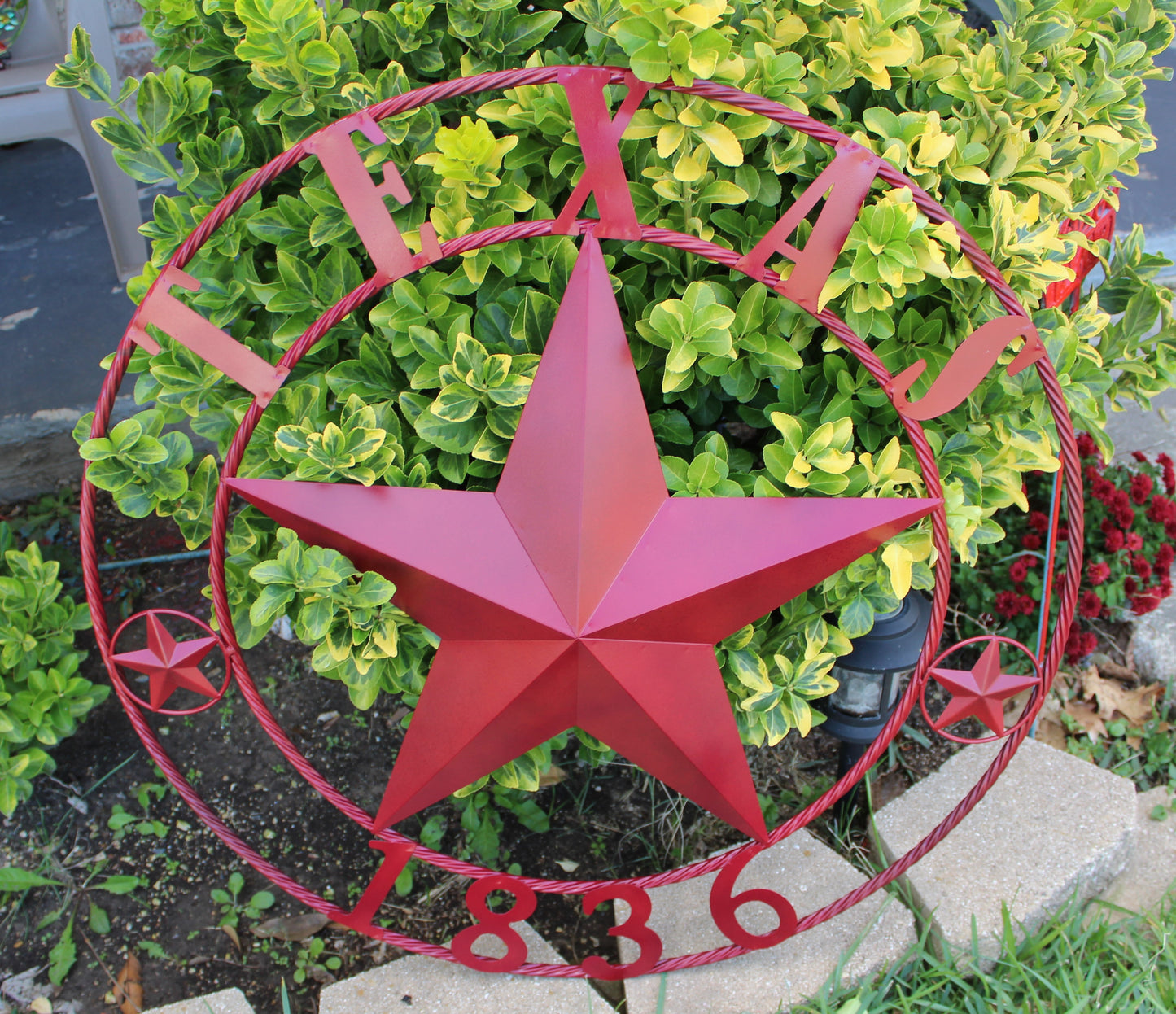 RUSTIC BURGUNDY RED TEXAS 1836 BARN LONE STAR METAL ART WESTERN HOME DECOR BRAND NEW, 24", 32", 36", 40", 44", 50"