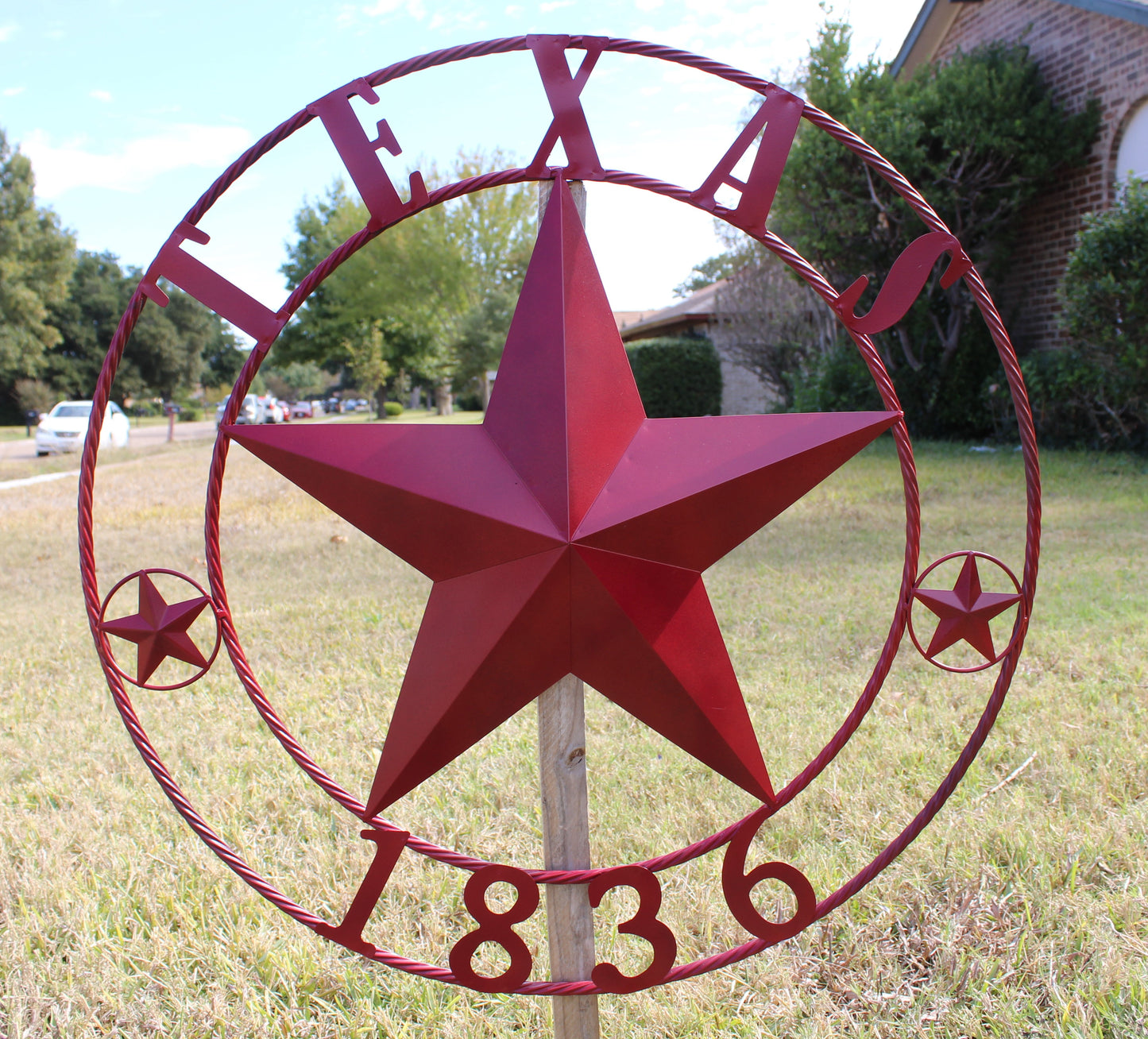 RUSTIC BURGUNDY RED TEXAS 1836 BARN LONE STAR METAL ART WESTERN HOME DECOR BRAND NEW, 24", 32", 36", 40", 44", 50"