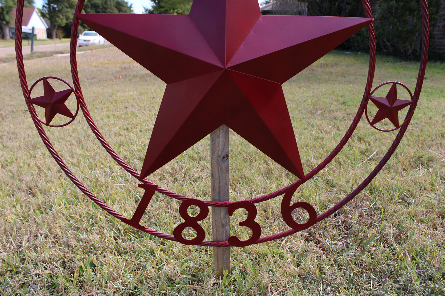 RUSTIC BURGUNDY RED TEXAS 1836 BARN LONE STAR METAL ART WESTERN HOME DECOR BRAND NEW, 24", 32", 36", 40", 44", 50"