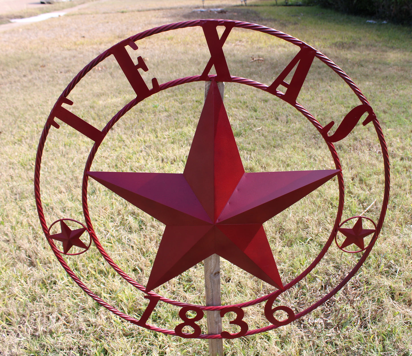 RUSTIC BURGUNDY RED TEXAS 1836 BARN LONE STAR METAL ART WESTERN HOME DECOR BRAND NEW, 24", 32", 36", 40", 44", 50"