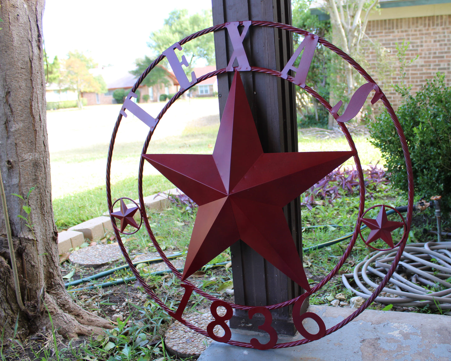 RUSTIC BURGUNDY RED TEXAS 1836 BARN LONE STAR METAL ART WESTERN HOME DECOR BRAND NEW, 24", 32", 36", 40", 44", 50"