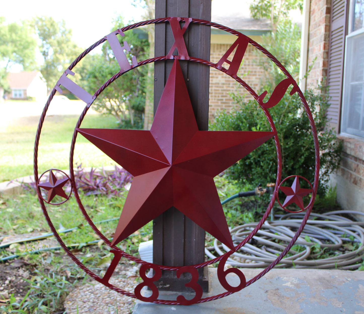 RUSTIC BURGUNDY RED TEXAS 1836 BARN LONE STAR METAL ART WESTERN HOME DECOR BRAND NEW, 24", 32", 36", 40", 44", 50"