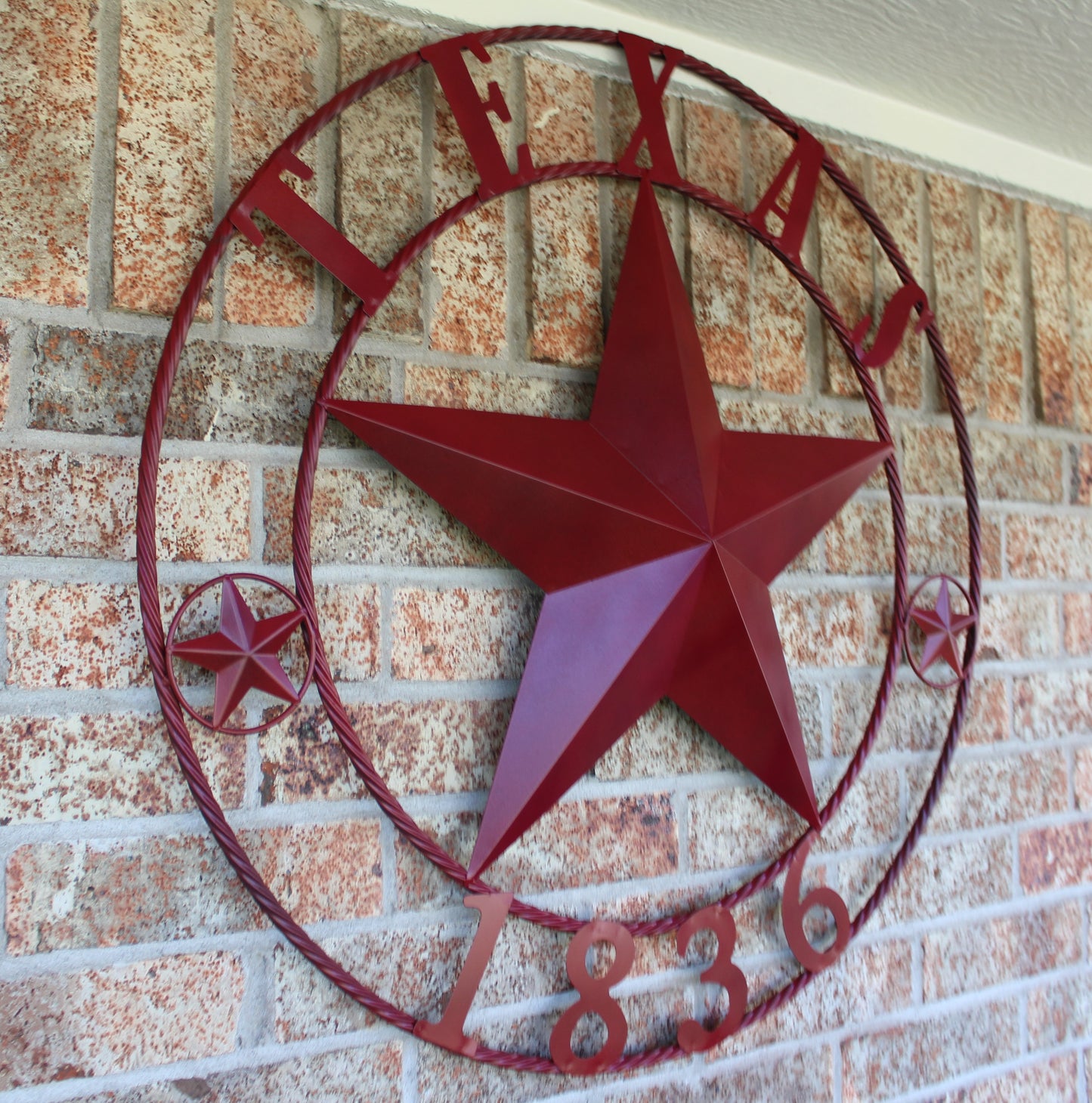 RUSTIC BURGUNDY RED TEXAS 1836 BARN LONE STAR METAL ART WESTERN HOME DECOR BRAND NEW, 24", 32", 36", 40", 44", 50"