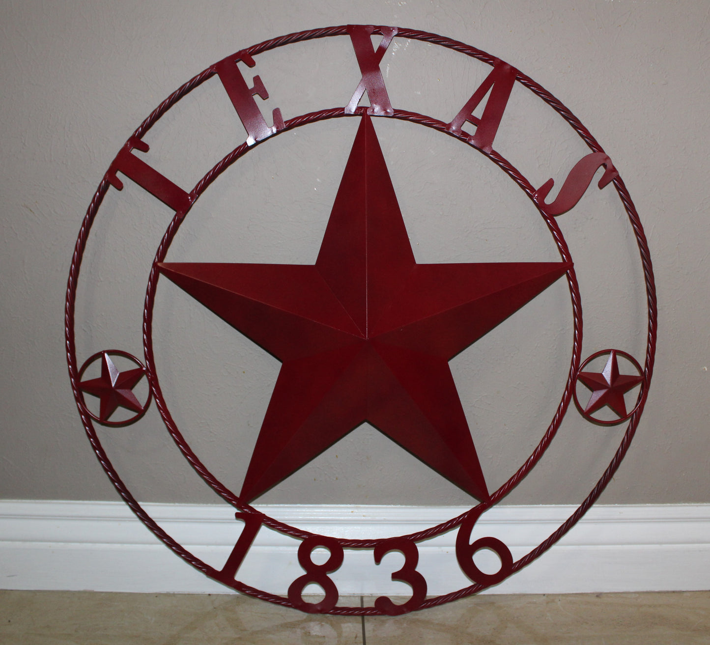 RUSTIC BURGUNDY RED TEXAS 1836 BARN LONE STAR METAL ART WESTERN HOME DECOR BRAND NEW, 24", 32", 36", 40", 44", 50"