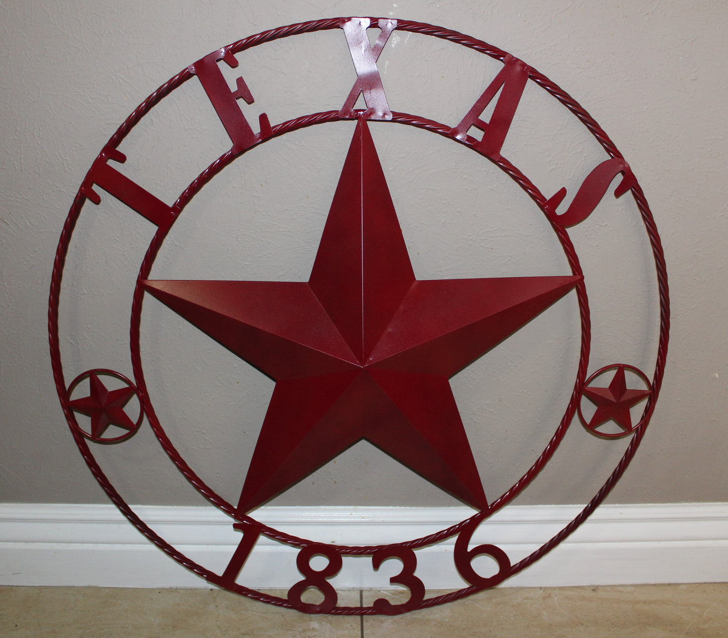 RUSTIC BURGUNDY RED TEXAS 1836 BARN LONE STAR METAL ART WESTERN HOME DECOR BRAND NEW, 24", 32", 36", 40", 44", 50"