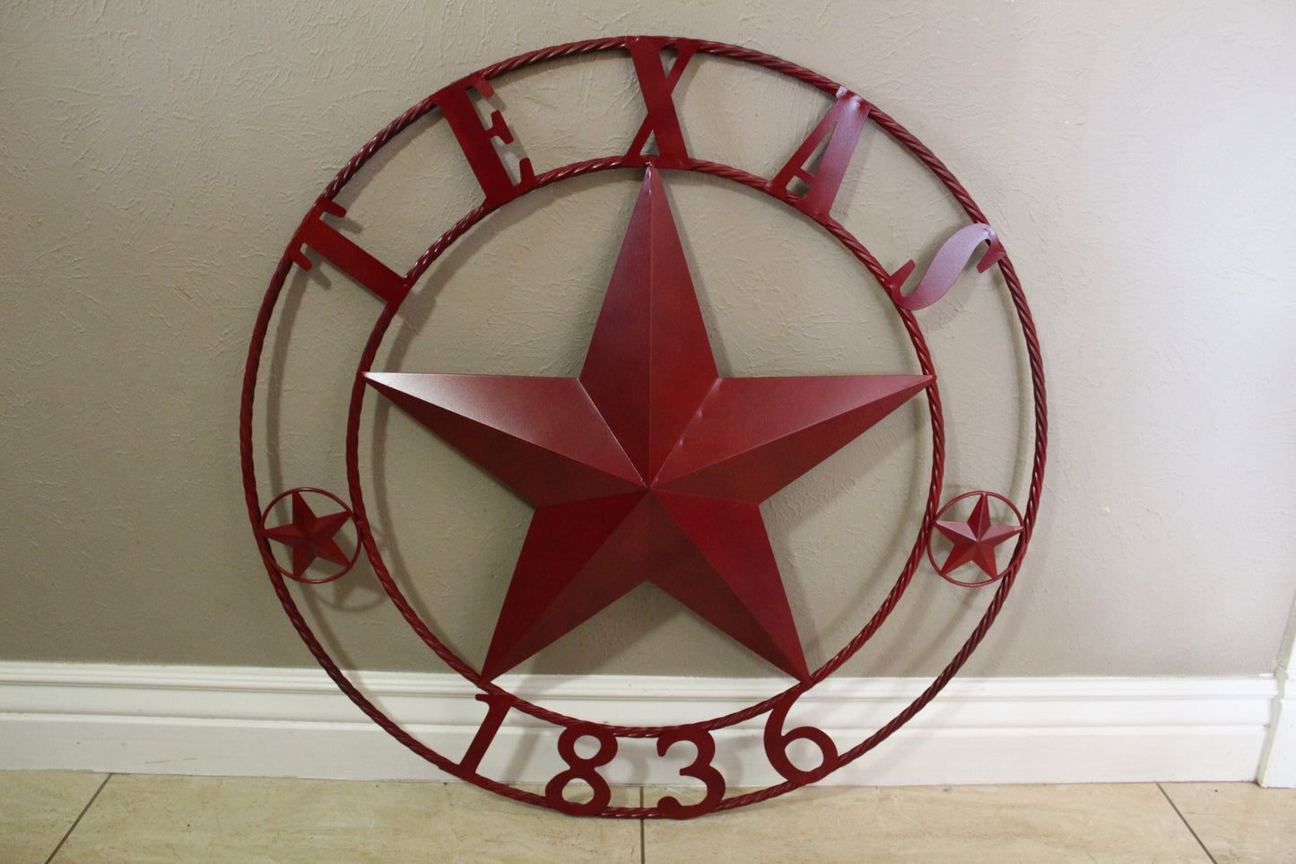 RUSTIC BURGUNDY RED TEXAS 1836 BARN LONE STAR METAL ART WESTERN HOME DECOR BRAND NEW, 24", 32", 36", 40", 44", 50"