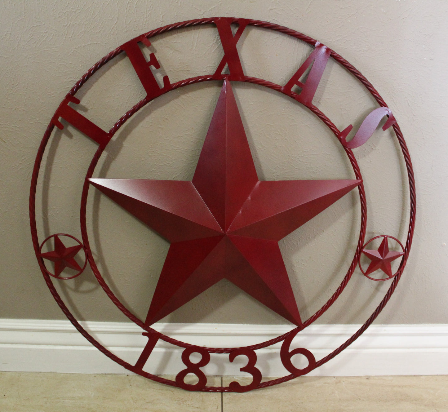 RUSTIC BURGUNDY RED TEXAS 1836 BARN LONE STAR METAL ART WESTERN HOME DECOR BRAND NEW, 24", 32", 36", 40", 44", 50"