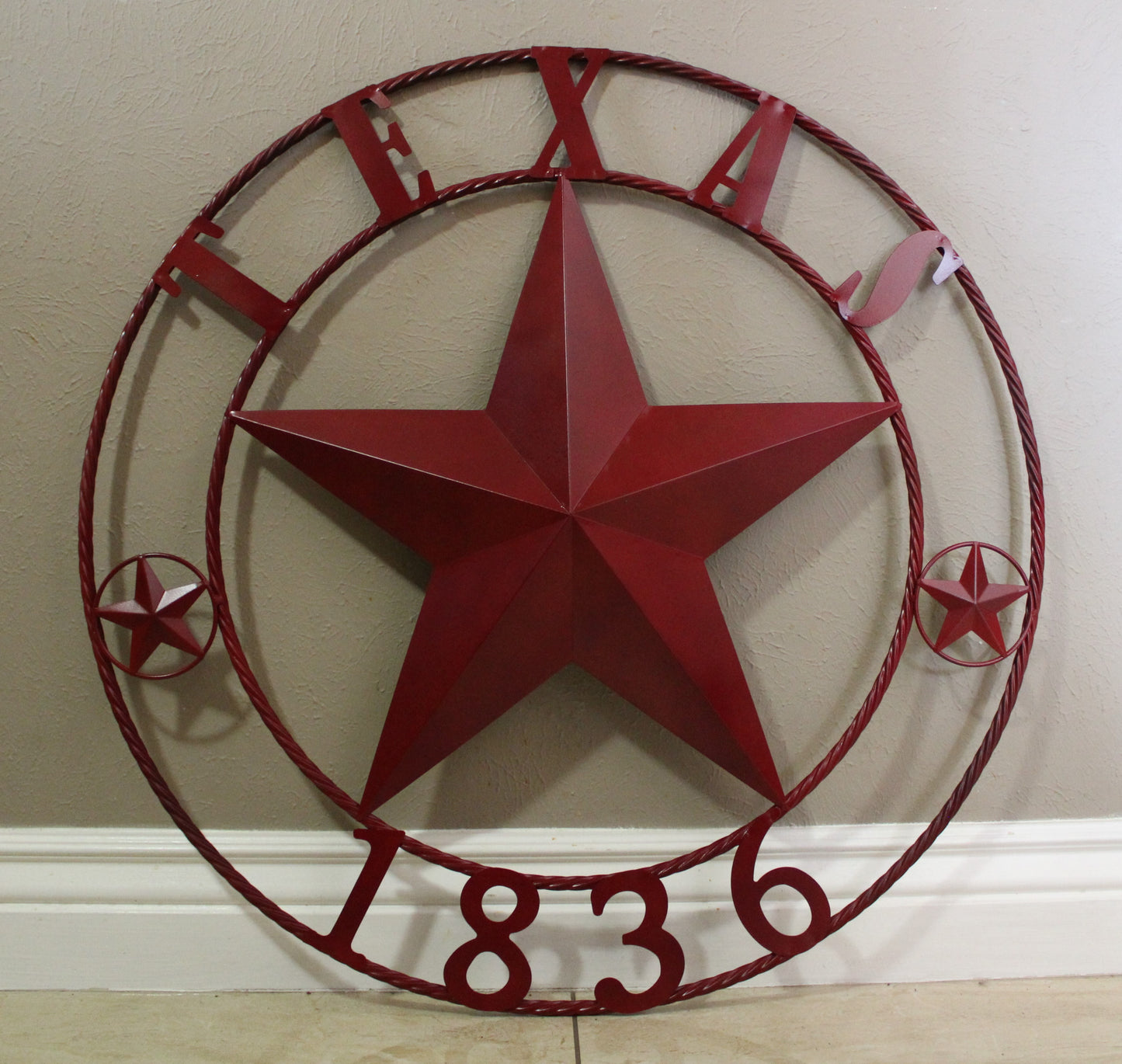 RUSTIC BURGUNDY RED TEXAS 1836 BARN LONE STAR METAL ART WESTERN HOME DECOR BRAND NEW, 24", 32", 36", 40", 44", 50"