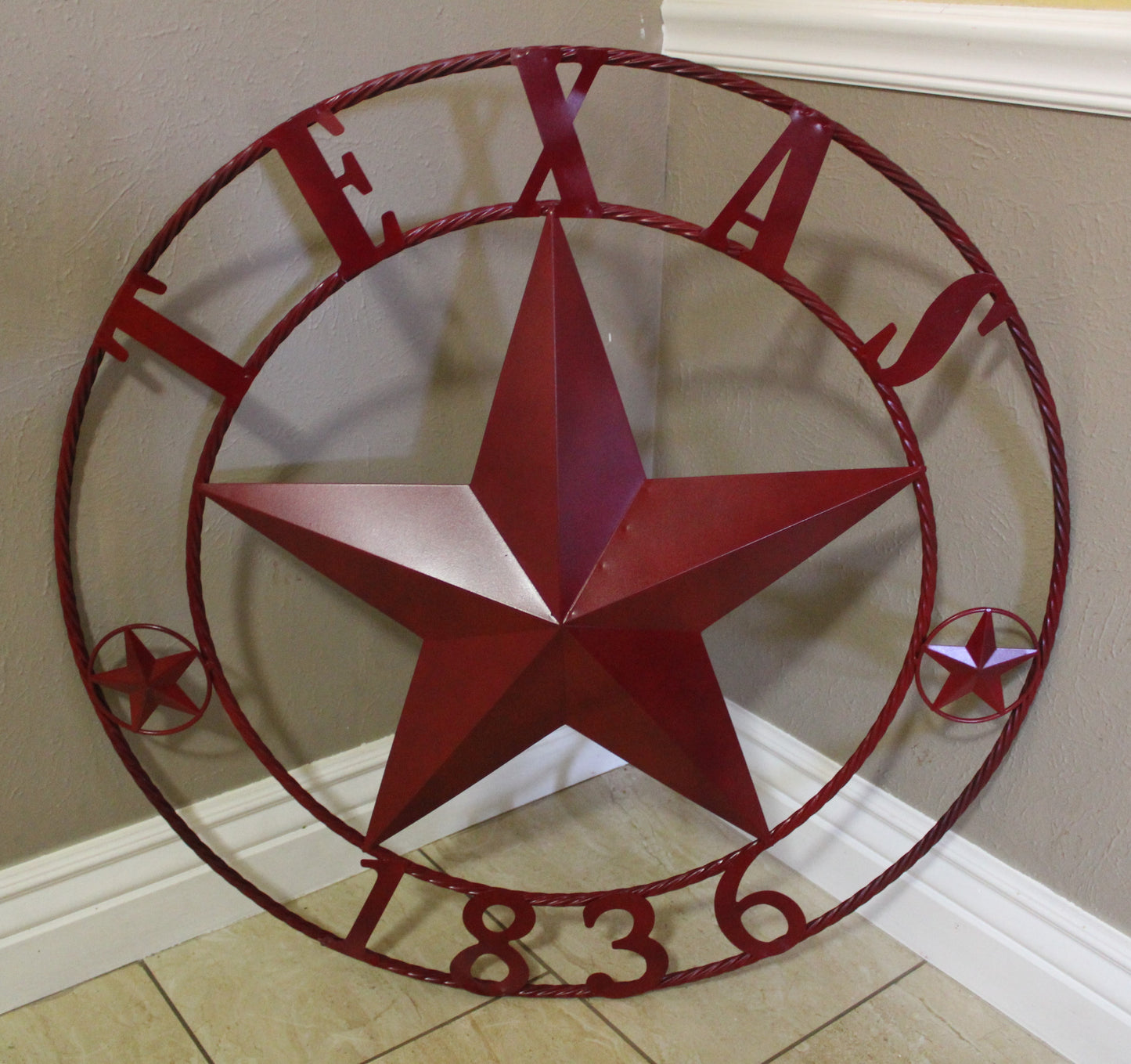 RUSTIC BURGUNDY RED TEXAS 1836 BARN LONE STAR METAL ART WESTERN HOME DECOR BRAND NEW, 24", 32", 36", 40", 44", 50"