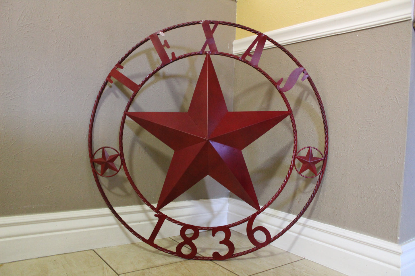 RUSTIC BURGUNDY RED TEXAS 1836 BARN LONE STAR METAL ART WESTERN HOME DECOR BRAND NEW, 24", 32", 36", 40", 44", 50"