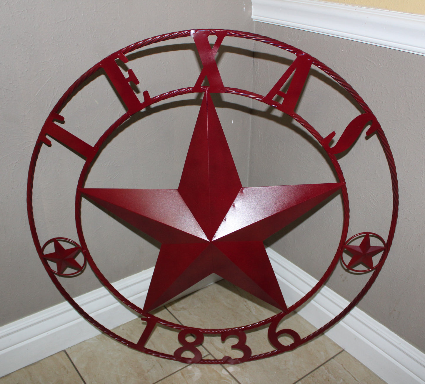 RUSTIC BURGUNDY RED TEXAS 1836 BARN LONE STAR METAL ART WESTERN HOME DECOR BRAND NEW, 24", 32", 36", 40", 44", 50"