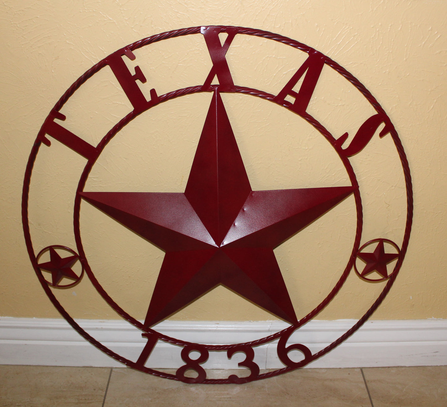 RUSTIC BURGUNDY RED TEXAS 1836 BARN LONE STAR METAL ART WESTERN HOME DECOR BRAND NEW, 24", 32", 36", 40", 44", 50"