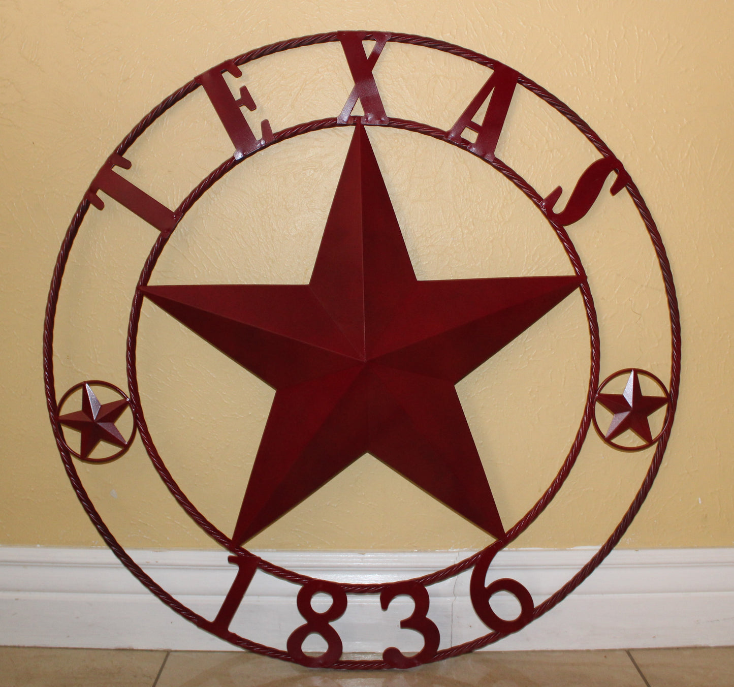 RUSTIC BURGUNDY RED TEXAS 1836 BARN LONE STAR METAL ART WESTERN HOME DECOR BRAND NEW, 24", 32", 36", 40", 44", 50"