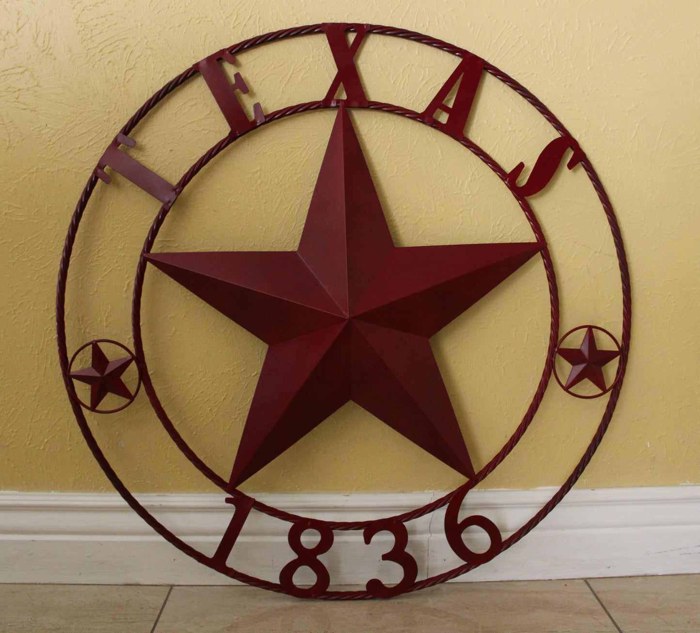 RUSTIC BURGUNDY RED TEXAS 1836 BARN LONE STAR METAL ART WESTERN HOME DECOR BRAND NEW, 24", 32", 36", 40", 44", 50"