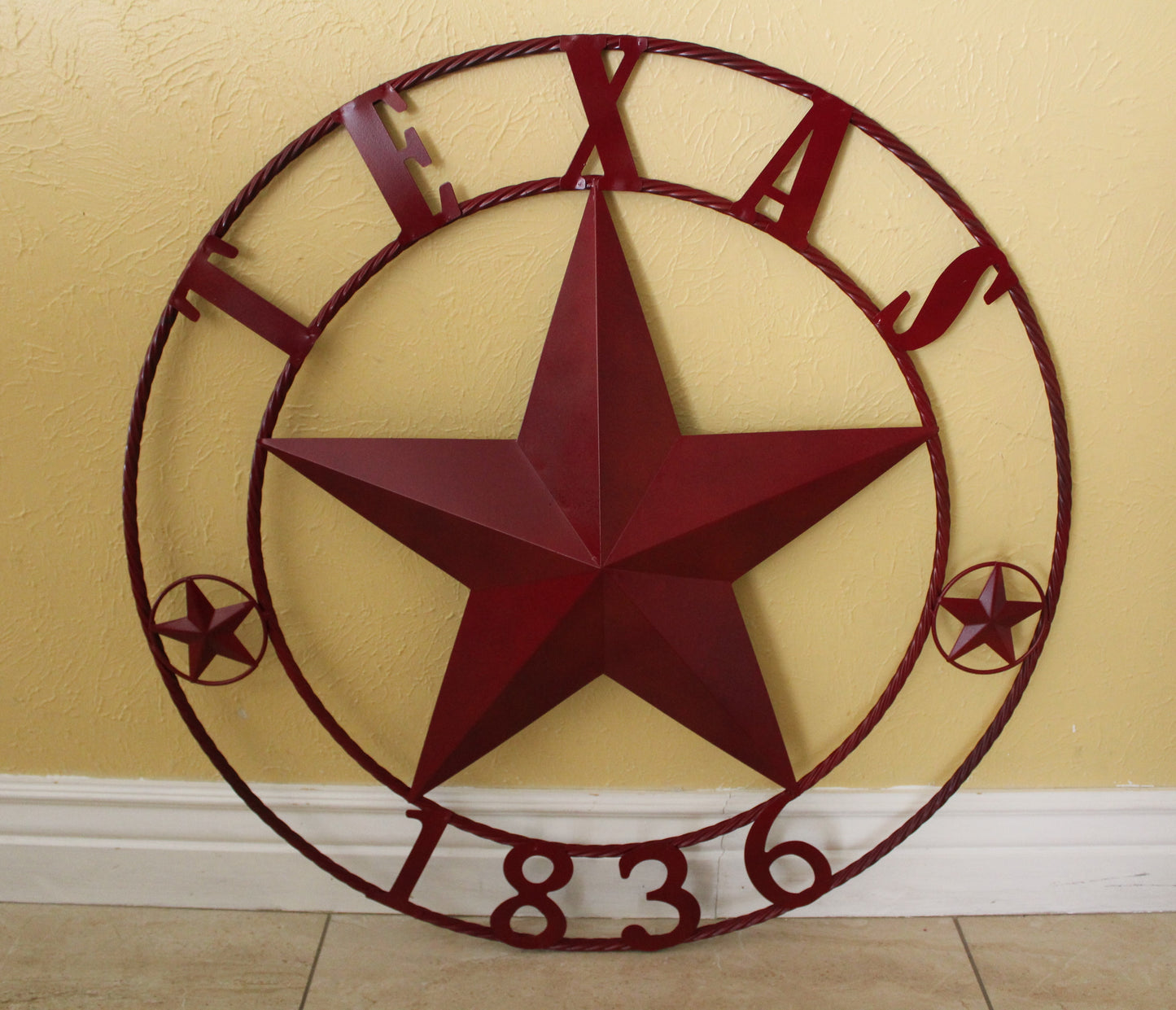 RUSTIC BURGUNDY RED TEXAS 1836 BARN LONE STAR METAL ART WESTERN HOME DECOR BRAND NEW, 24", 32", 36", 40", 44", 50"
