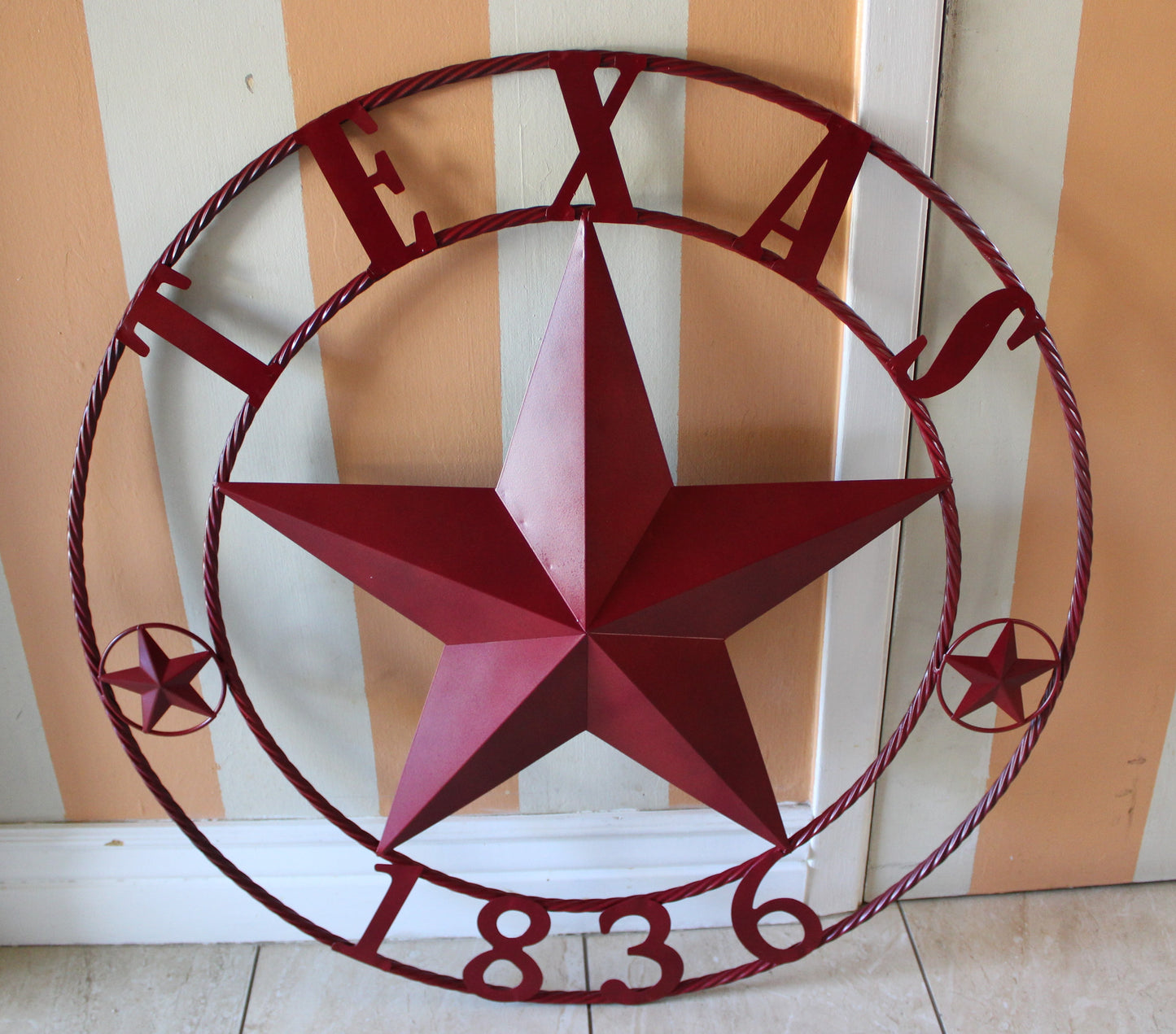 RUSTIC BURGUNDY RED TEXAS 1836 BARN LONE STAR METAL ART WESTERN HOME DECOR BRAND NEW, 24", 32", 36", 40", 44", 50"